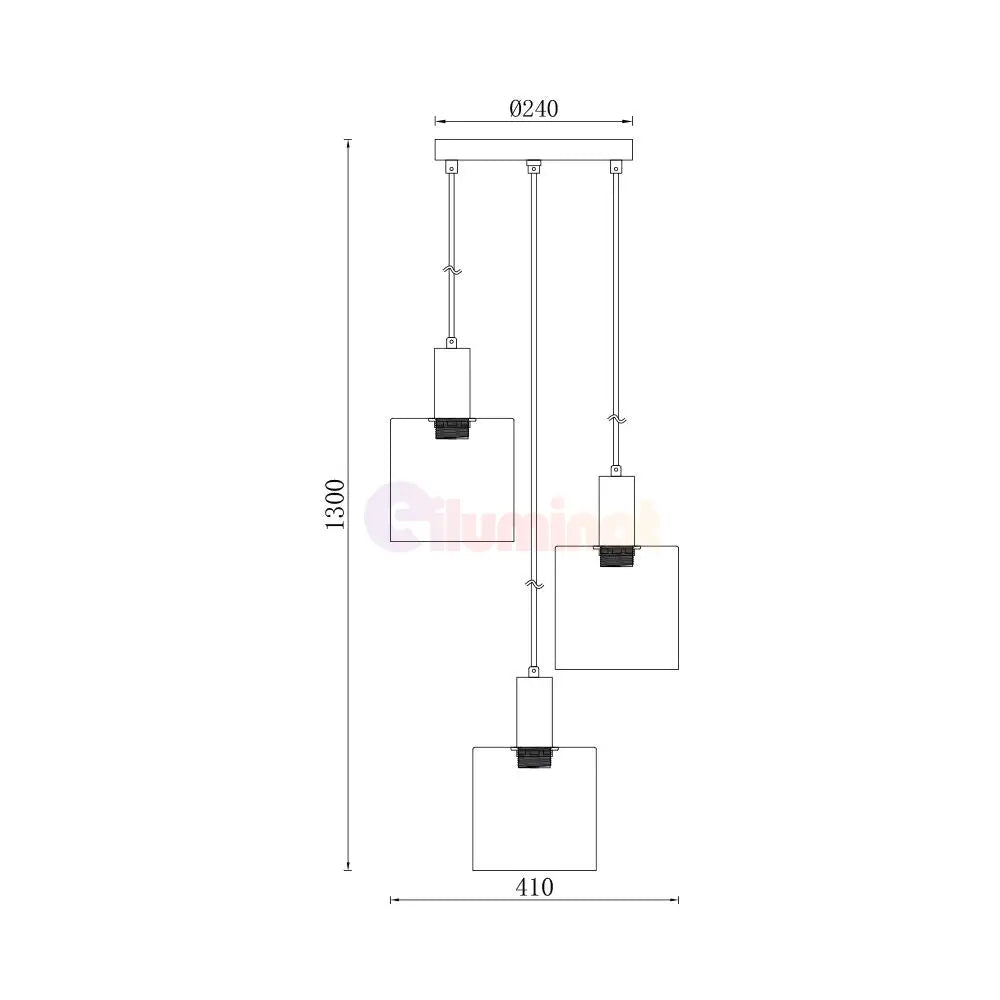 Lustra Abajur Fumuriu SAVIO Suport Rotund 3xE27 NEAGRA / ABAJUR Chandeliers