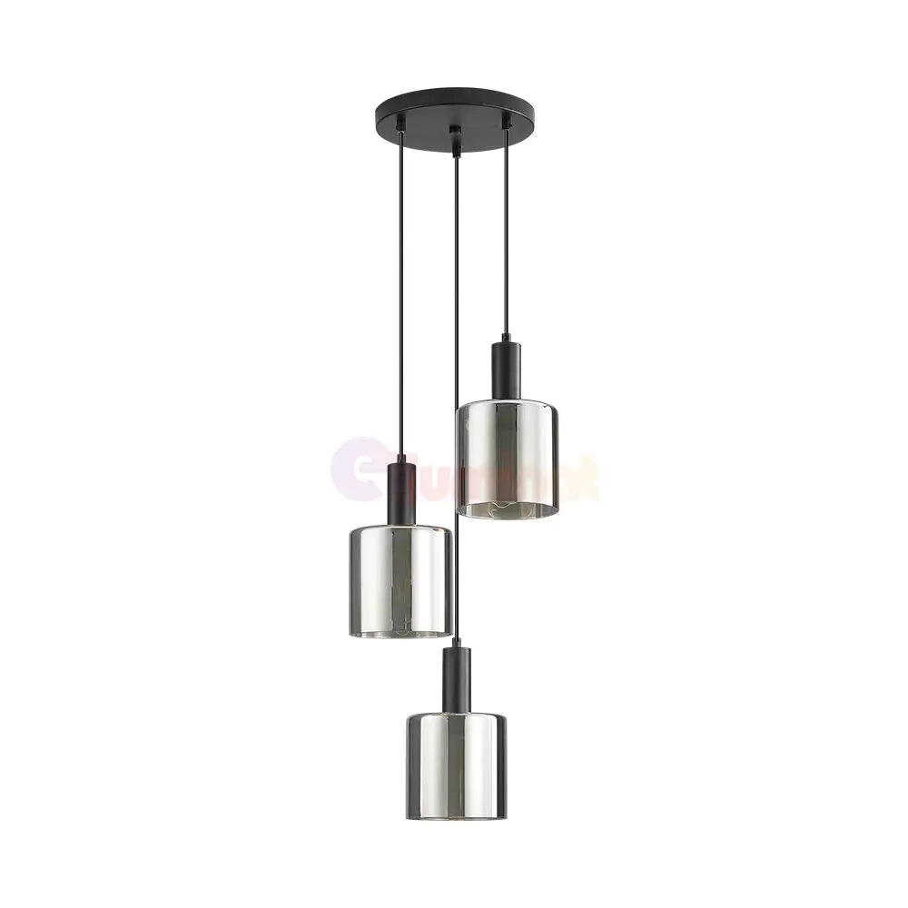Lustra Abajur Fumuriu SAVIO Suport Rotund 3xE27 NEAGRA / ABAJUR Chandeliers