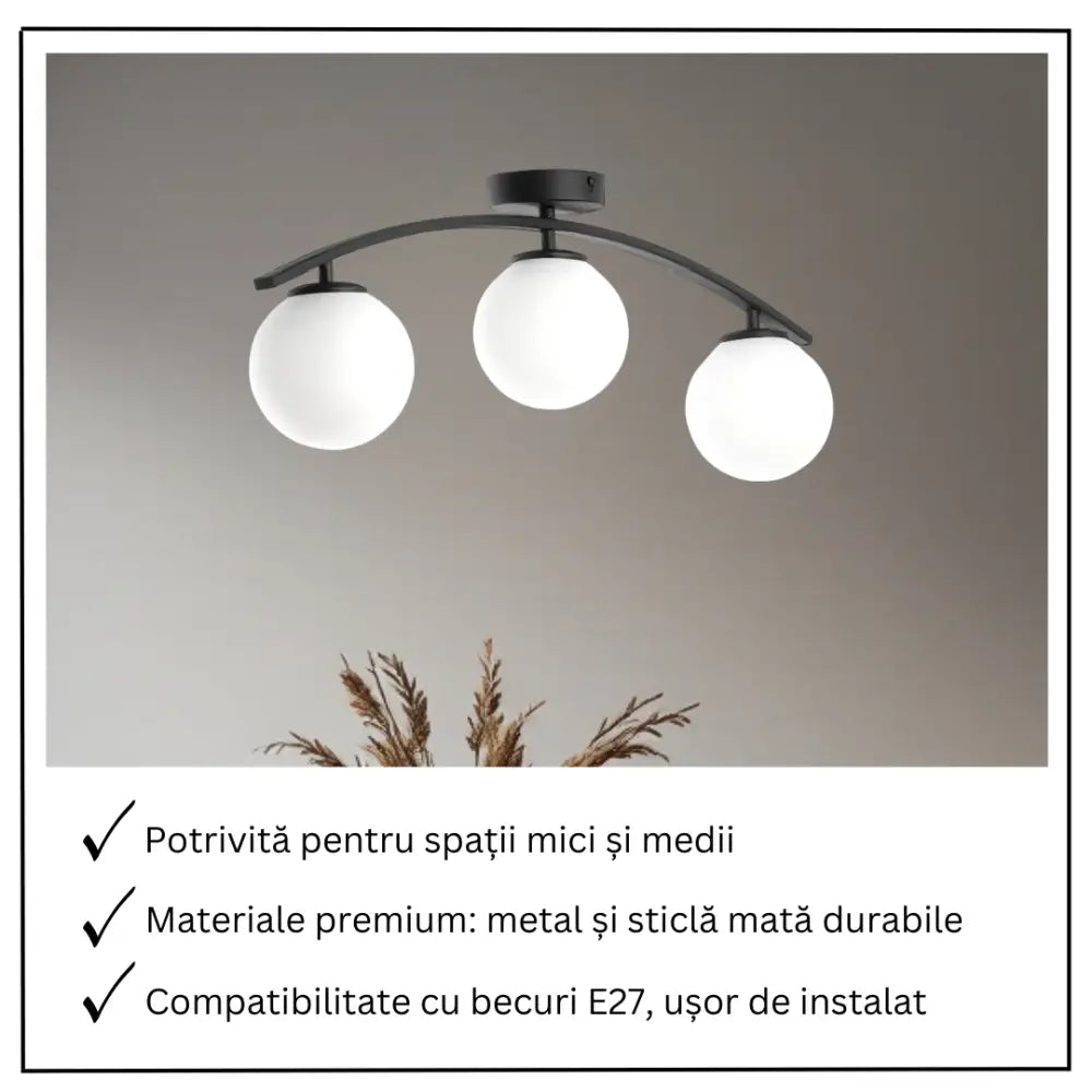 Lustra Abajur 3xE27 Arc Halo - 2601-3 NEAGRA / ABAJUR Chandeliers