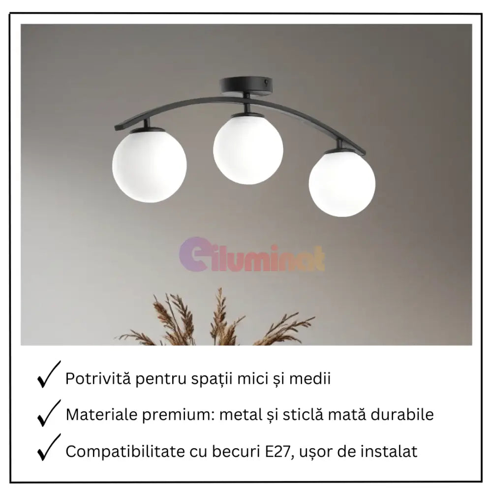 Lustra Abajur 3xE27 Arc Halo - 2601-3 NEAGRA / ABAJUR Chandeliers