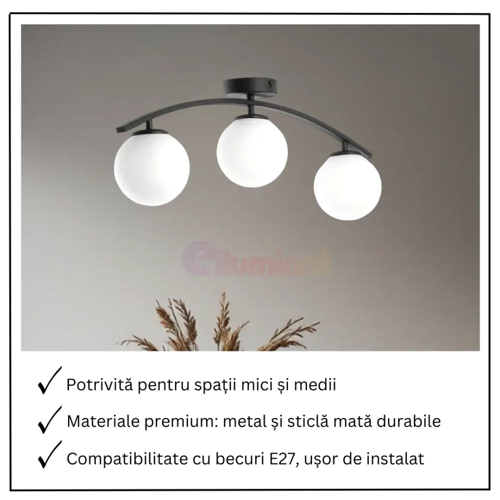 Lustra Abajur 3xE27 Arc Halo - 2601-3 NEAGRA / ABAJUR Chandeliers
