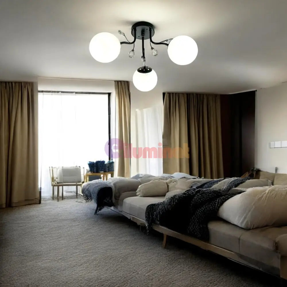Lustra Abajur Mat Aplicata 3Xe27 Black Glamour Chandeliers