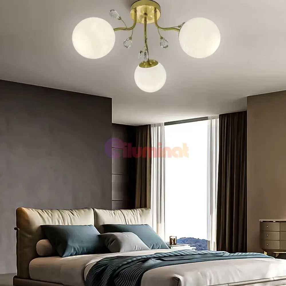 Lustra Abajur Mat Aplicata 3Xe27 Gold Glamour Chandeliers