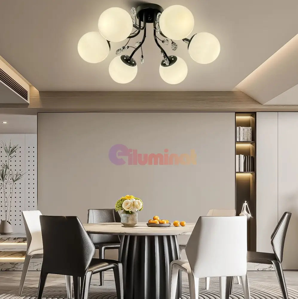 Lustra Abajur Mat Aplicata 6Xe27 Black Glamour Chandeliers