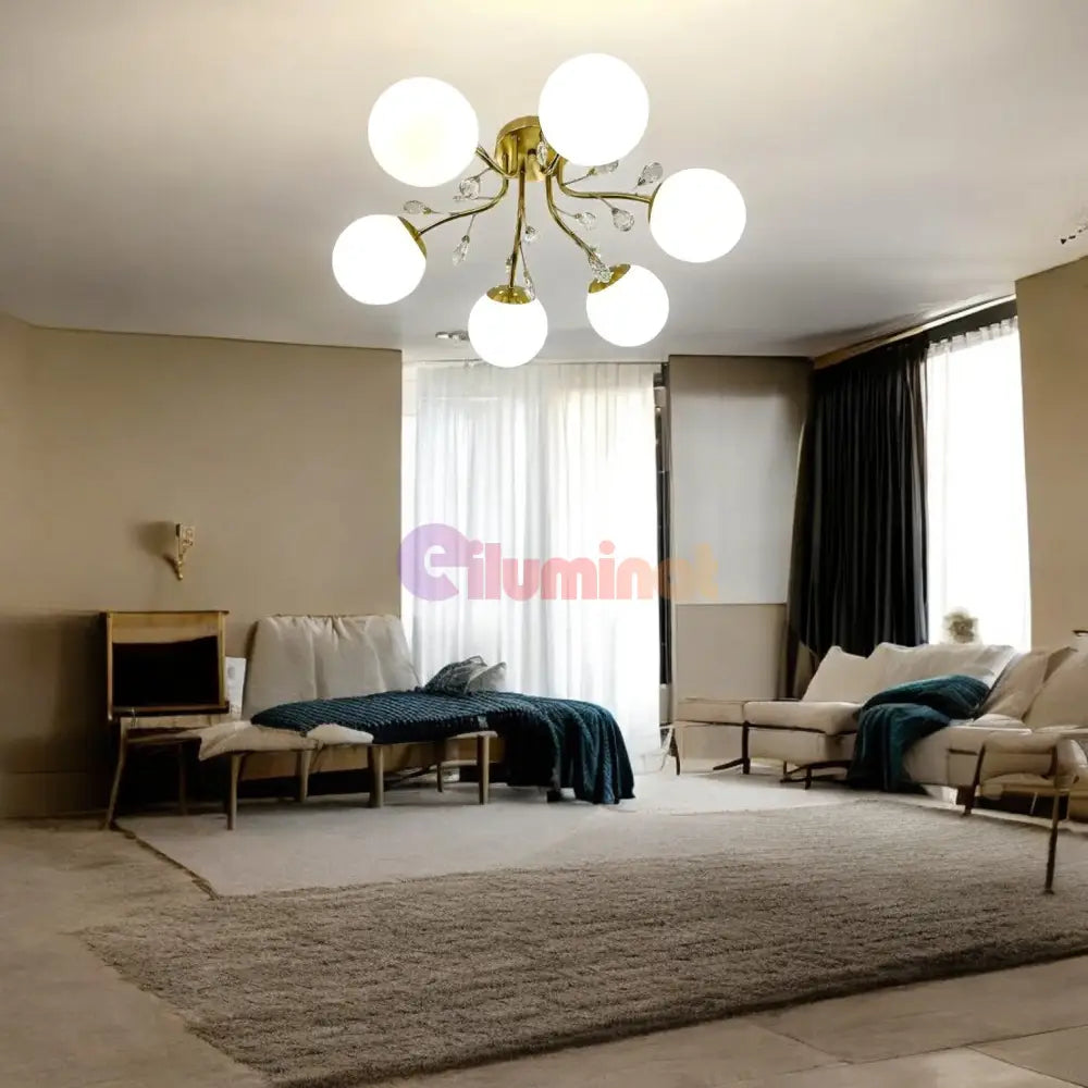 Lustra Abajur Mat Aplicata 6Xe27 Gold Glamour Chandeliers