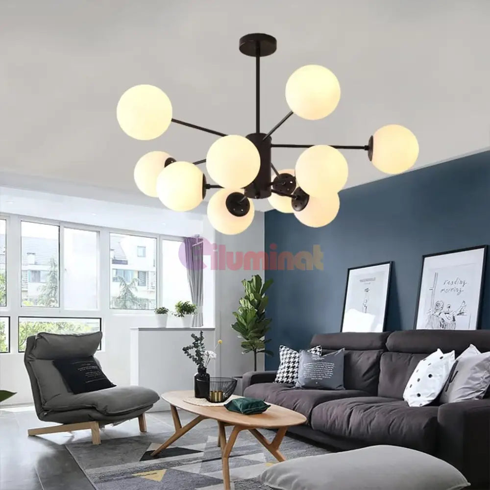 Lustra Abajur Mat Black 10Xe27 5 + 5 Bk Chandeliers