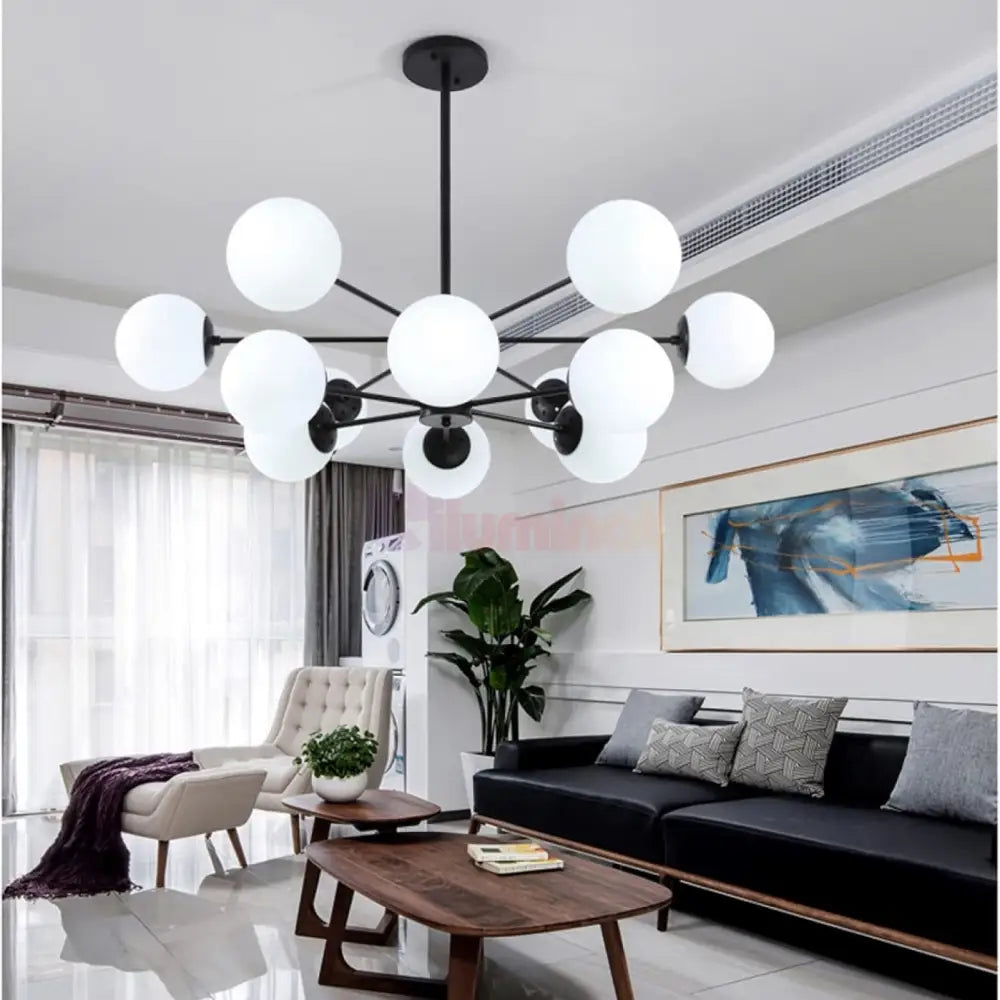 Lustra Abajur MAT BLACK 12XE27 DX103/6 + 6 Chandeliers