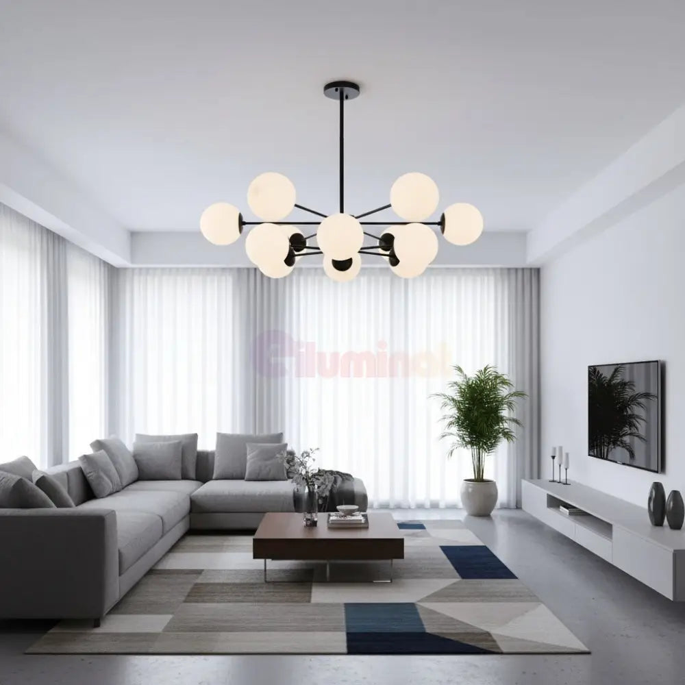 Lustra Abajur MAT BLACK 12XE27 DX103/6 + 6 Chandeliers