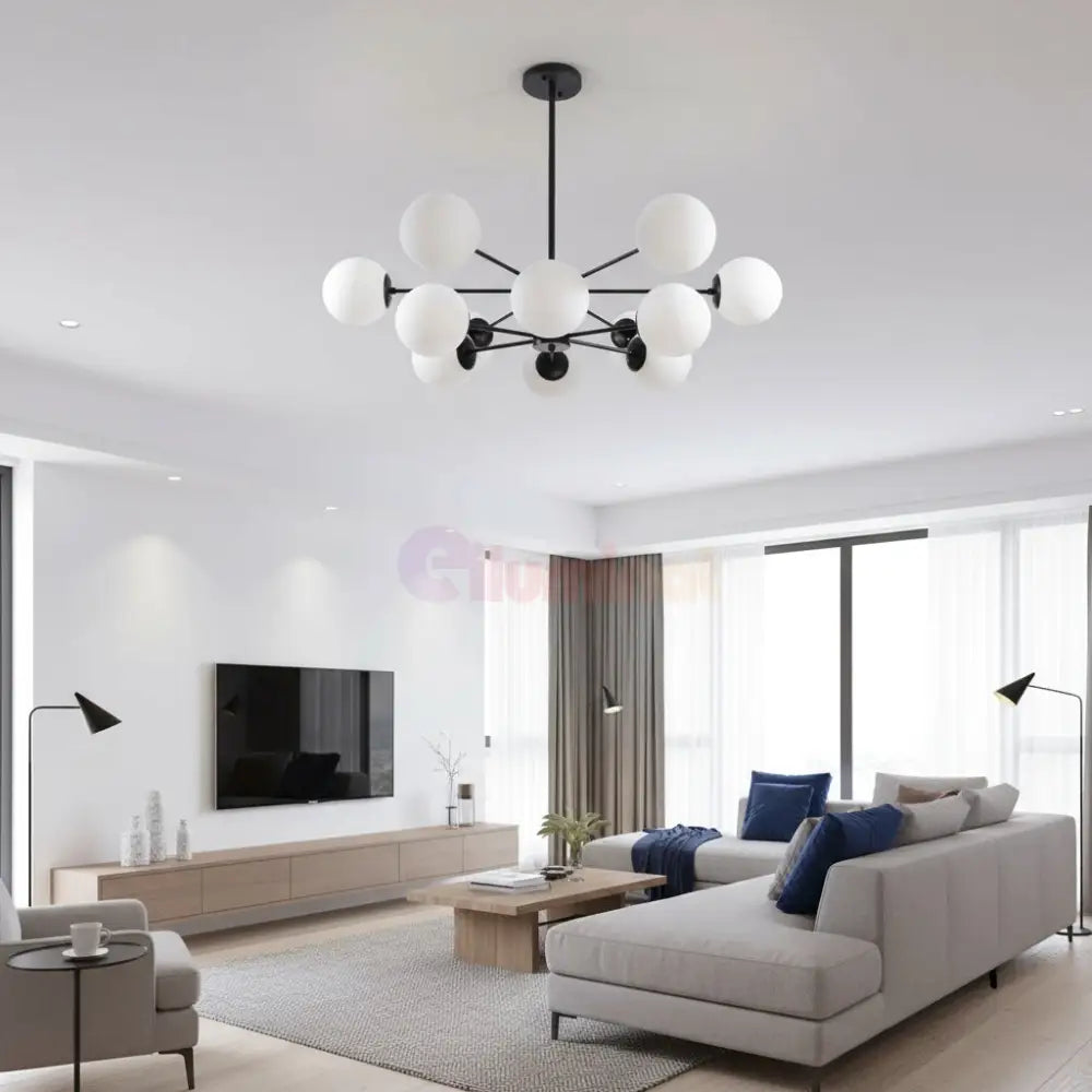 Lustra Abajur MAT BLACK 12XE27 DX103/6 + 6 Chandeliers