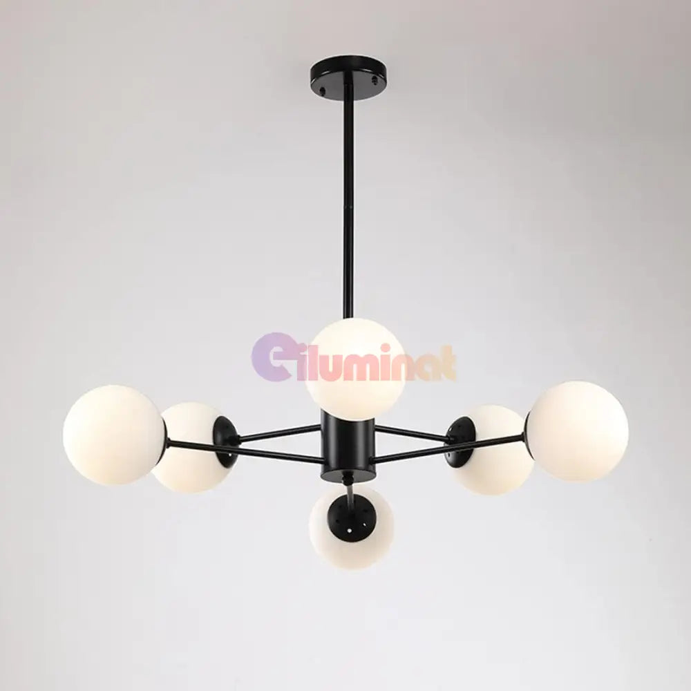 Lustra Abajur Mat Black 6Xe27 3 + 3 Bk Chandeliers