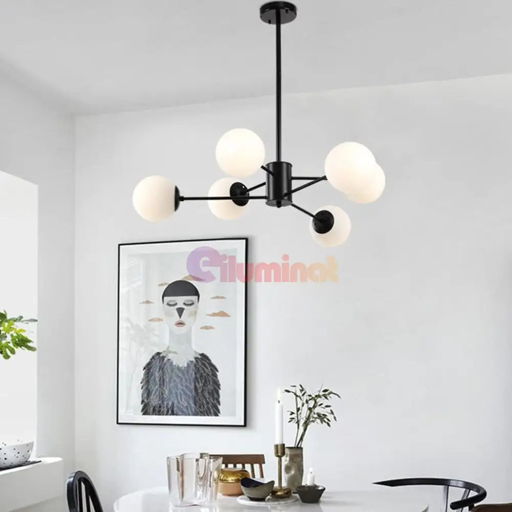 Lustra Abajur Mat Black 6Xe27 3 + 3 Bk Chandeliers