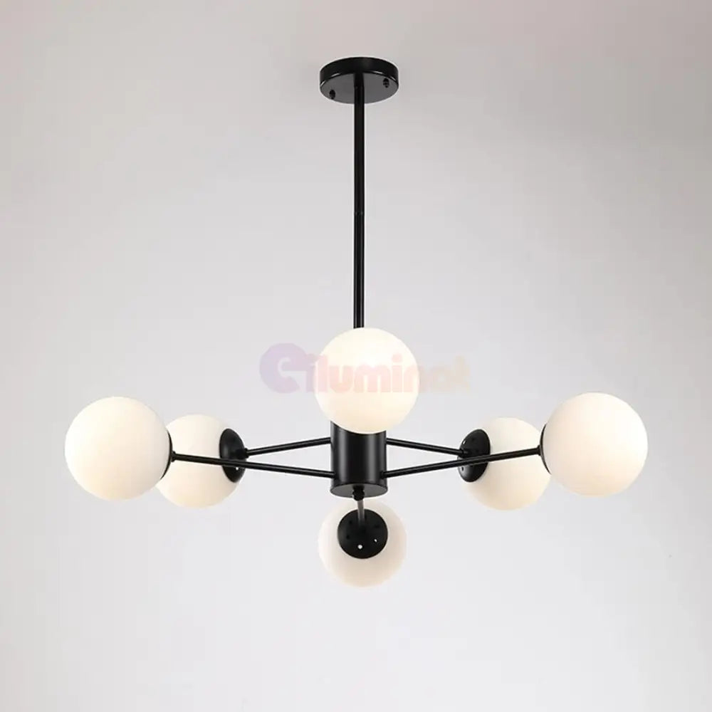 Lustra Abajur Mat Black 6Xe27 3 + 3 Bk Chandeliers