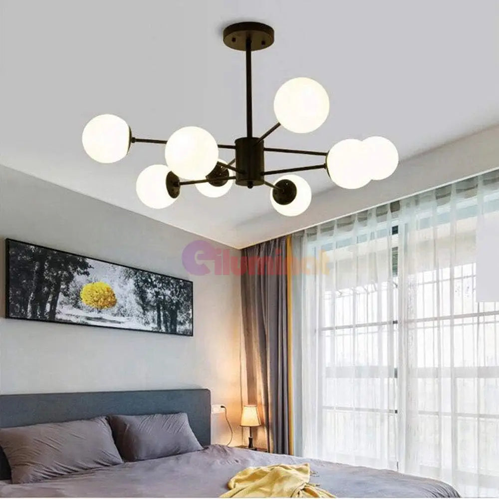 Lustra Abajur Mat Black 8Xe27 4 + 4 Bk Chandeliers