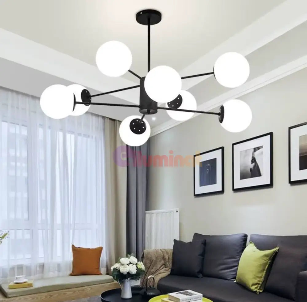 Lustra Abajur Mat Black 8Xe27 4 + 4 Bk Chandeliers