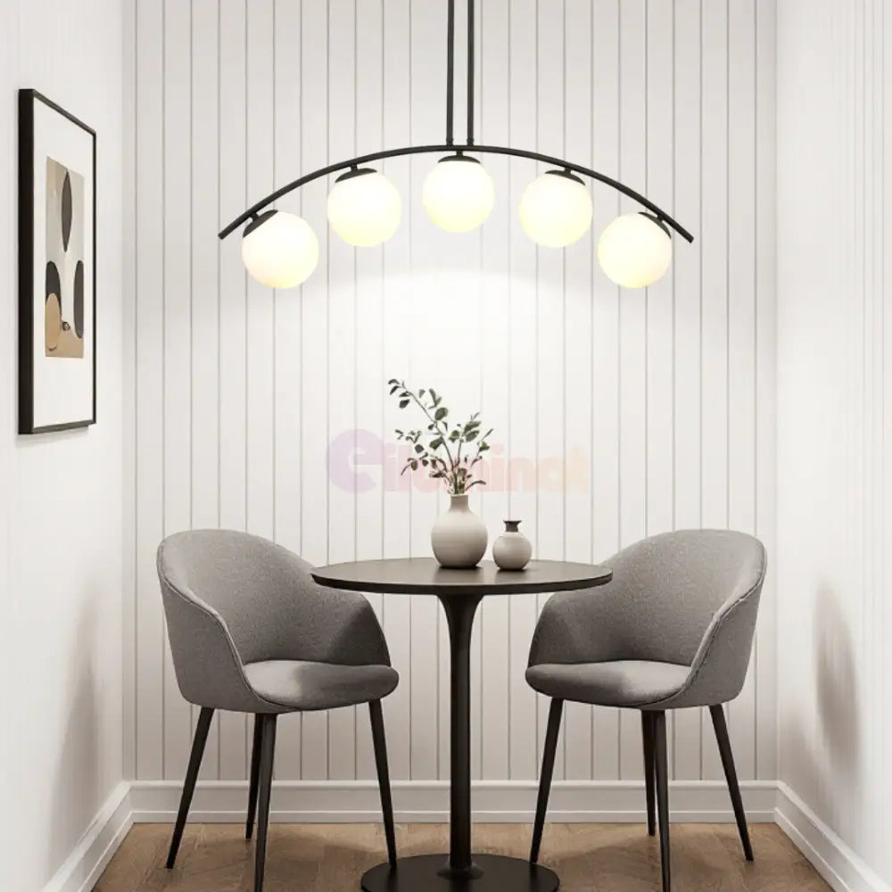 Lustra Abajur 5xE27 MAT BLACK ARC - 6639-5 NEAGRA / ABAJUR Chandeliers