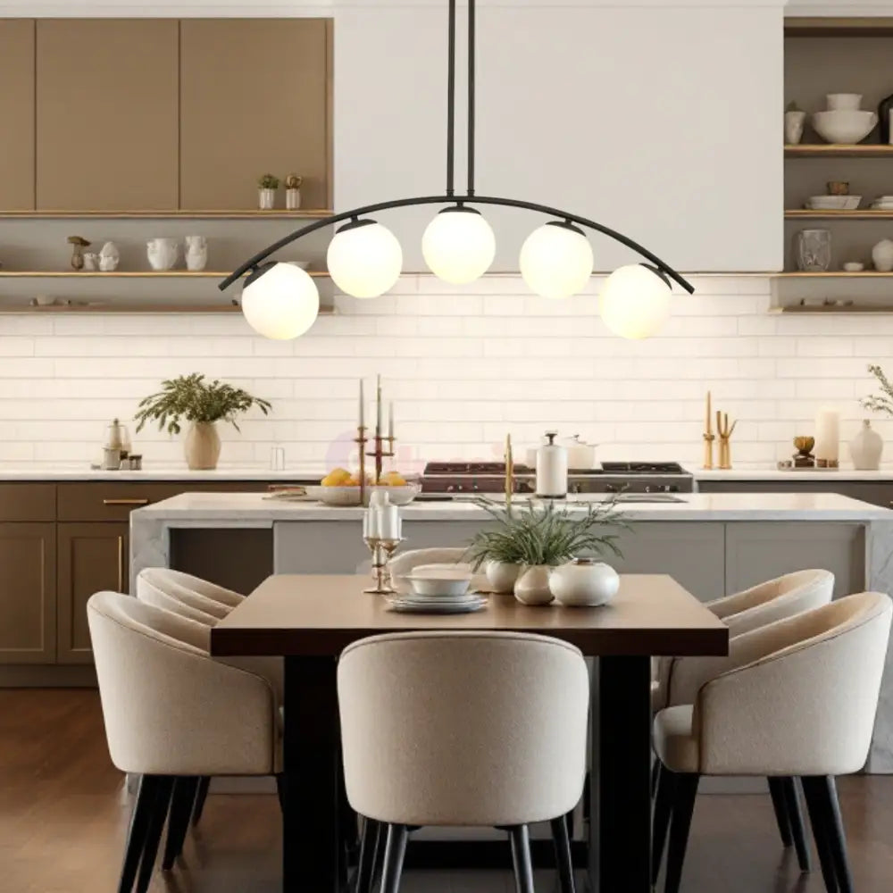 Lustra Abajur 5xE27 MAT BLACK ARC - 6639-5 NEAGRA / ABAJUR Chandeliers