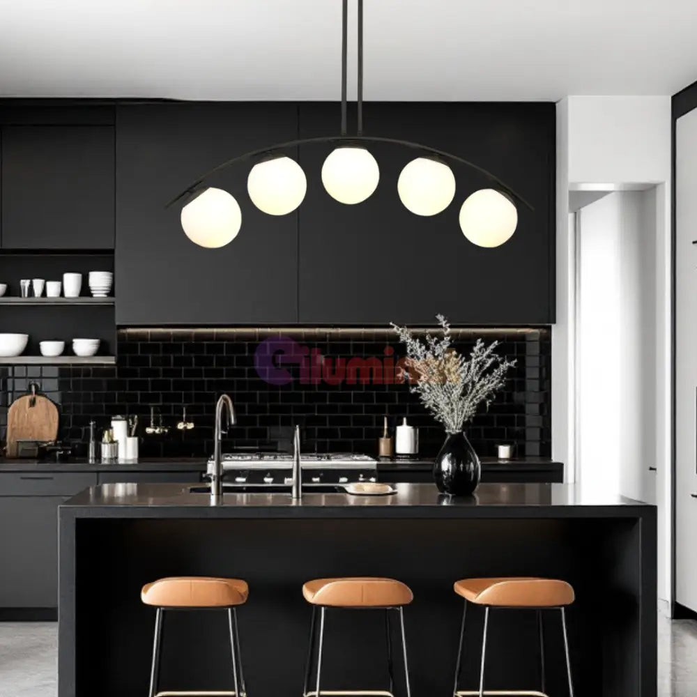 Lustra Abajur 5xE27 MAT BLACK ARC - 6639-5 NEAGRA / ABAJUR Chandeliers