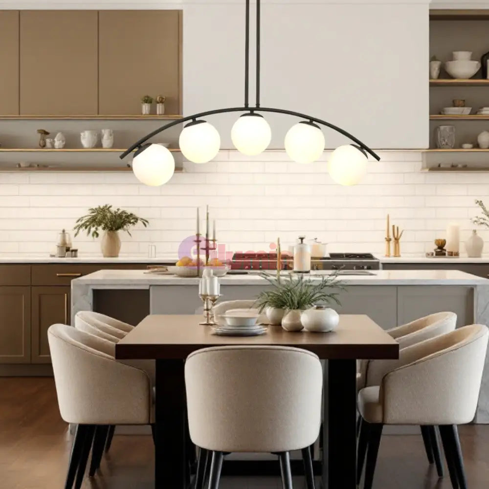 Lustra Abajur 5xE27 MAT BLACK ARC - 6639-5 NEAGRA / ABAJUR Chandeliers