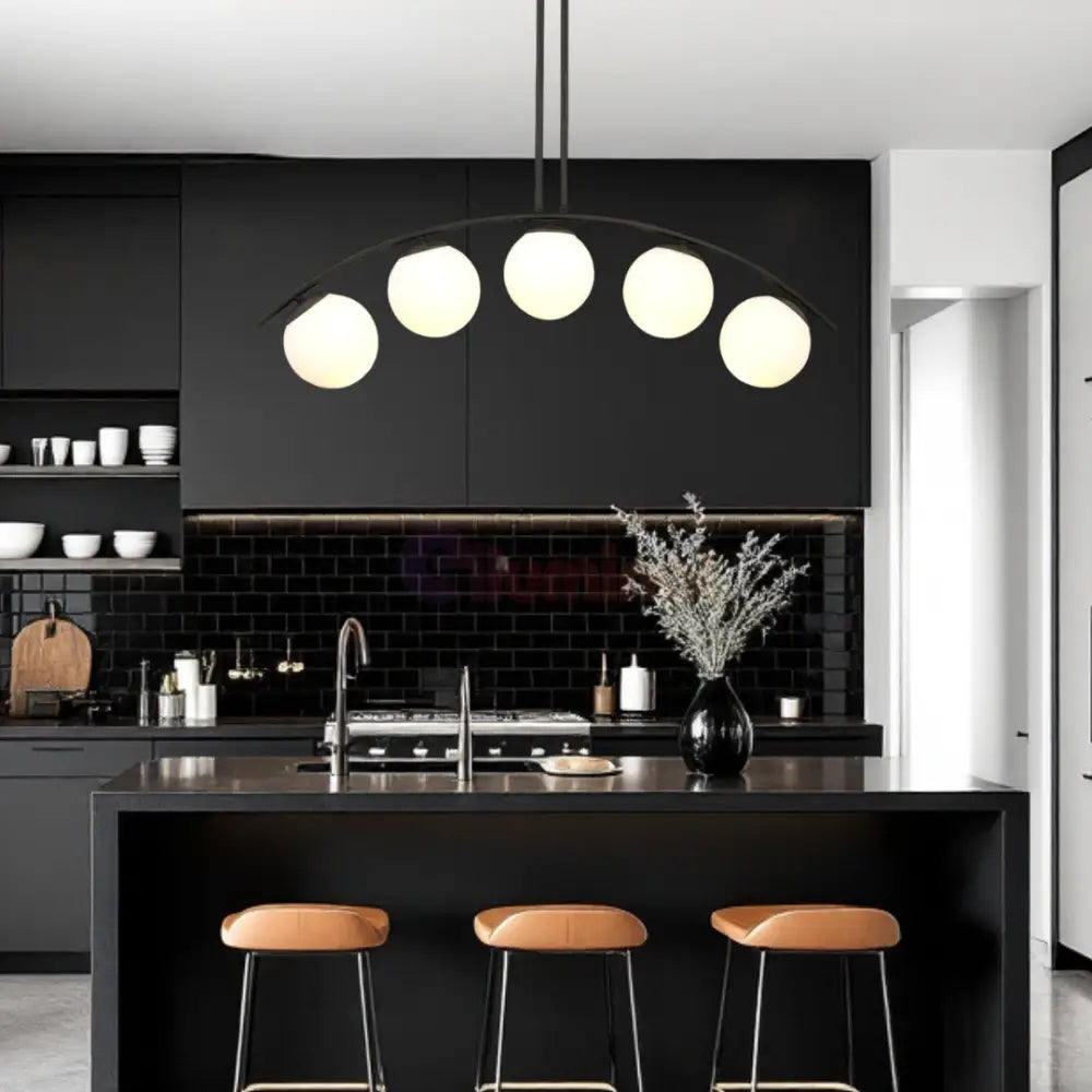 Lustra Abajur 5xE27 MAT BLACK ARC - 6639-5 NEAGRA / ABAJUR Chandeliers