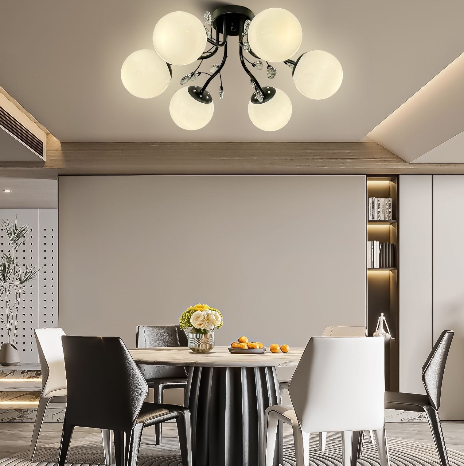 Lustra Abajur Mat Aplicata 6Xe27 Black Glamour Chandeliers