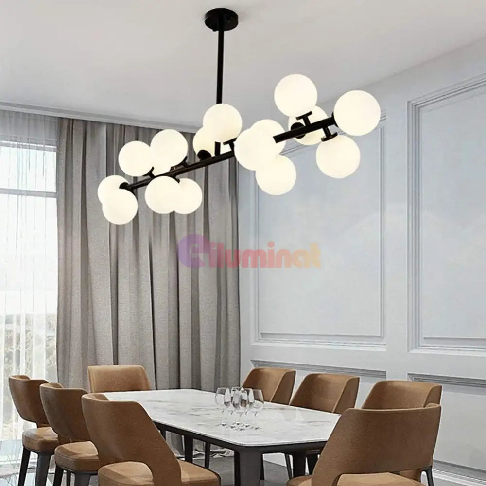 Lustra Abajur Mat Black Liniara 16Xg9 Chandeliers