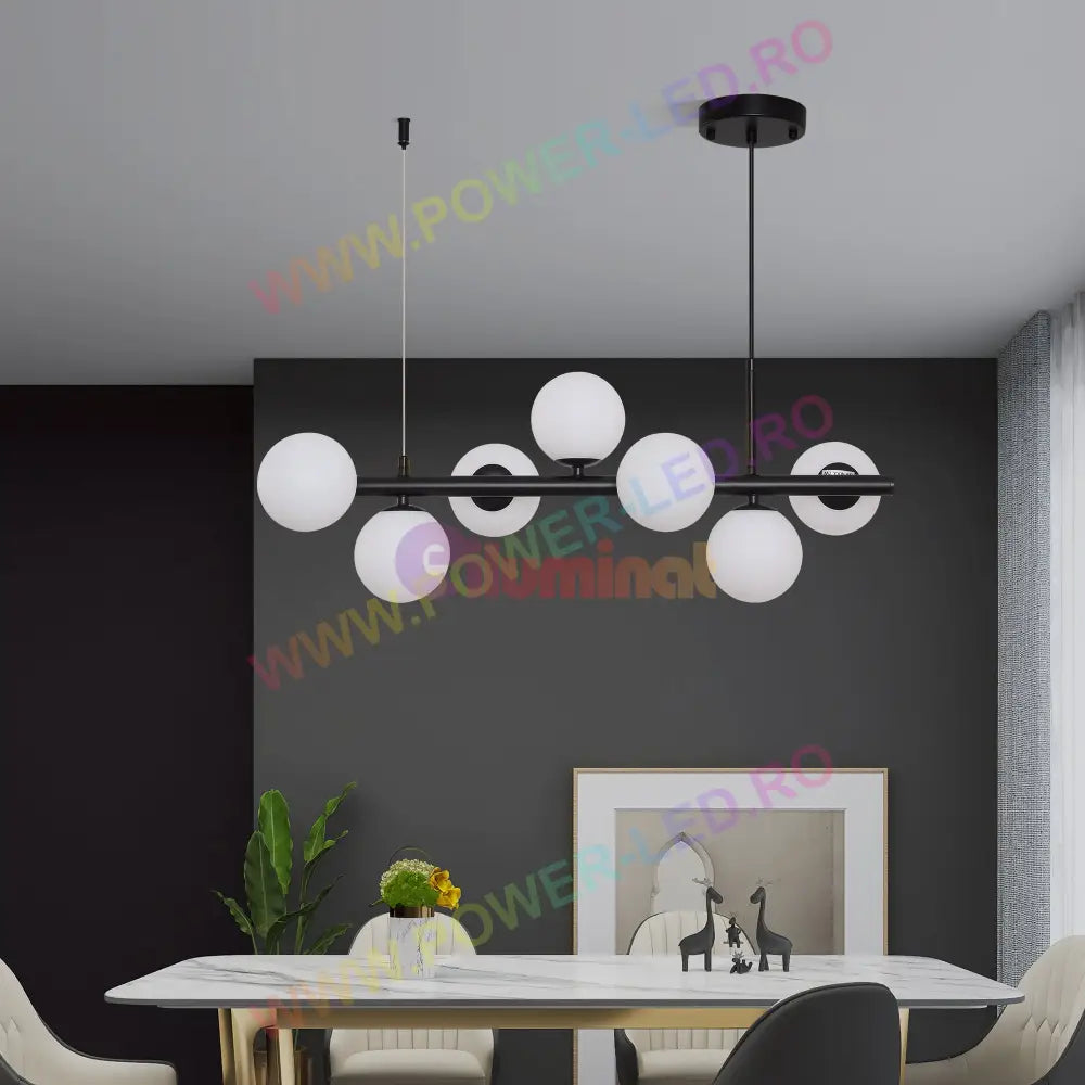 Lustra Abajur Mat Black Liniara 7Xg9 Chandeliers