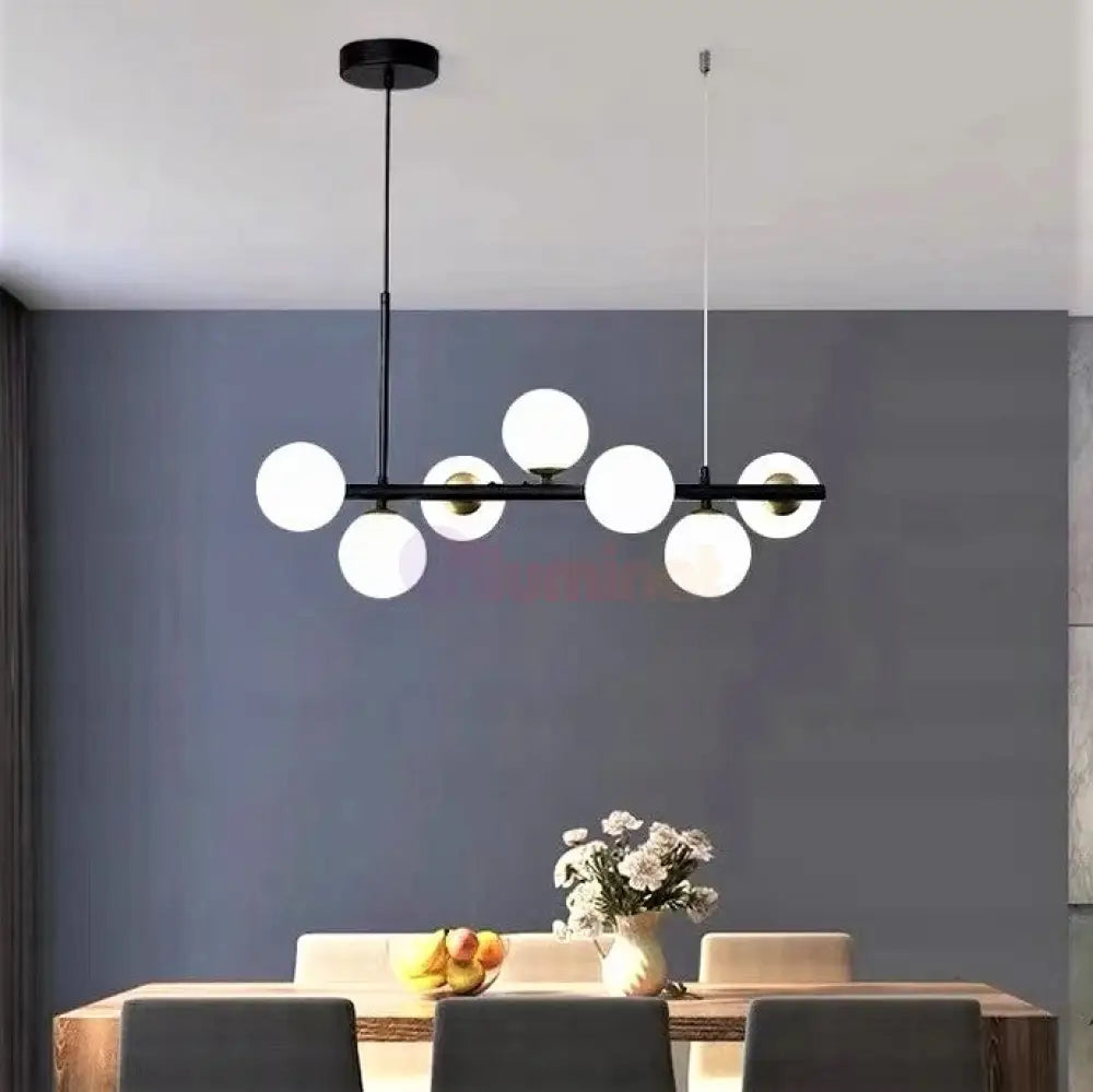 Lustra Abajur Mat Black Liniara 7Xg9 Chandeliers