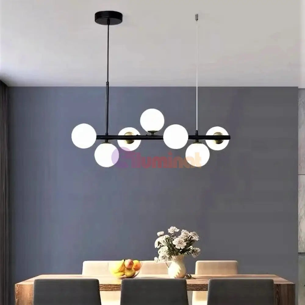 Lustra Abajur Mat Black Liniara 7Xg9 Chandeliers