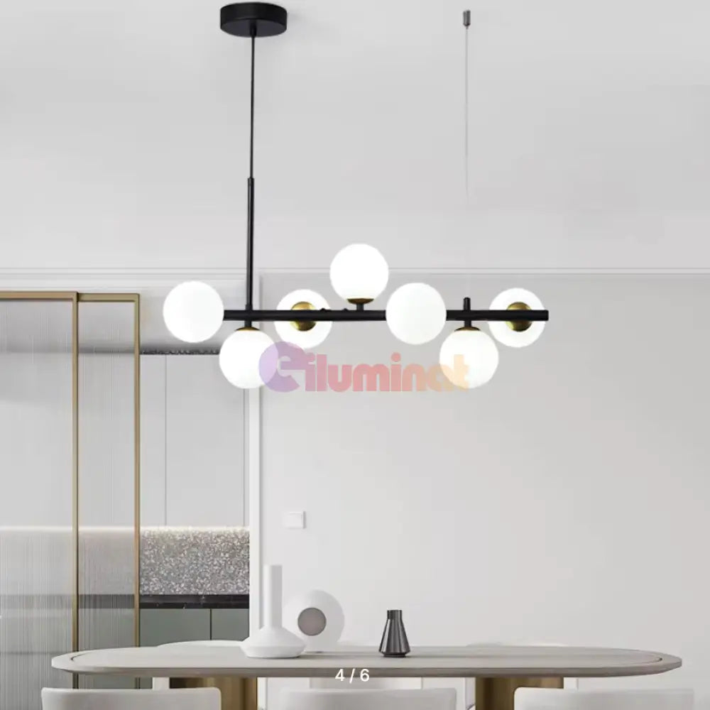 Lustra Abajur Mat Black Liniara 7Xg9 Chandeliers