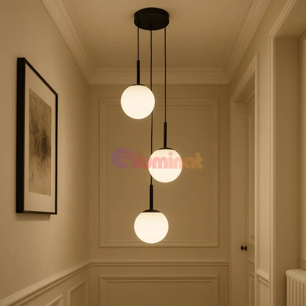 Lustra Abajur Mat Black LUXURY Staircase 3XE27 NEAGRA / ABAJUR Chandeliers