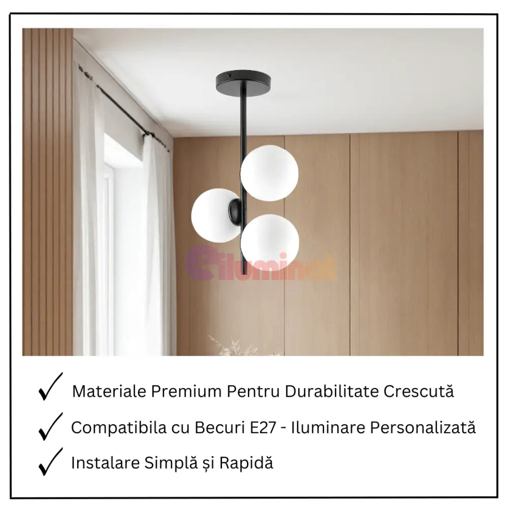 Lustra Abajur 3xE27 MAT BLACK - 8867-3 NEAGRA / ABAJUR Chandeliers