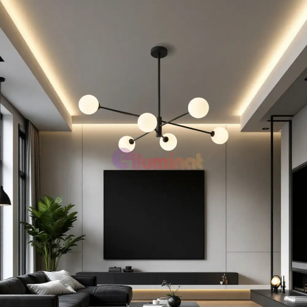 Lustra Abajur 6xE27 MAT BLACK - 8837-6 NEAGRA / ABAJUR Chandeliers