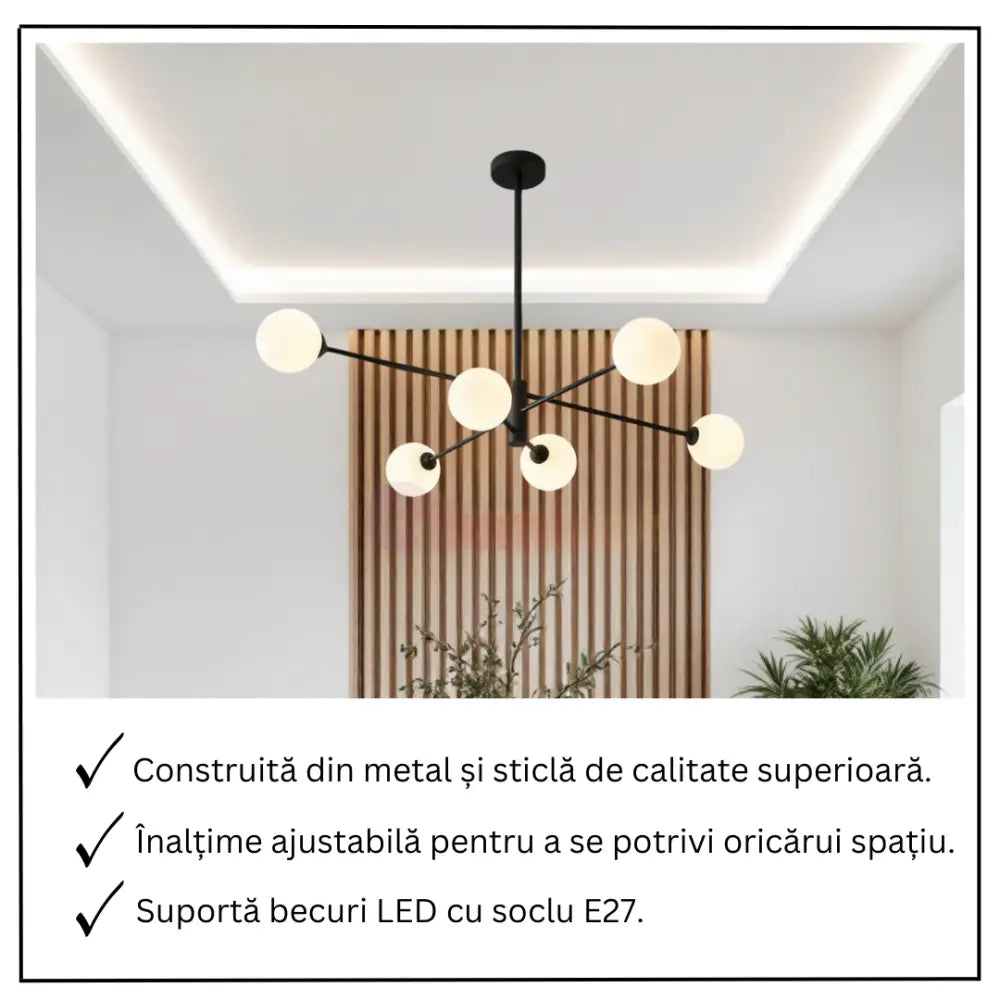 Lustra Abajur 6xE27 MAT BLACK - 8837-6 NEAGRA / ABAJUR Chandeliers