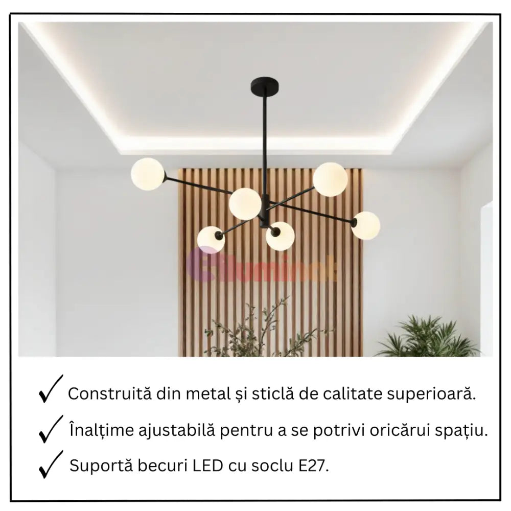 Lustra Abajur 6xE27 MAT BLACK - 8837-6 NEAGRA / ABAJUR Chandeliers