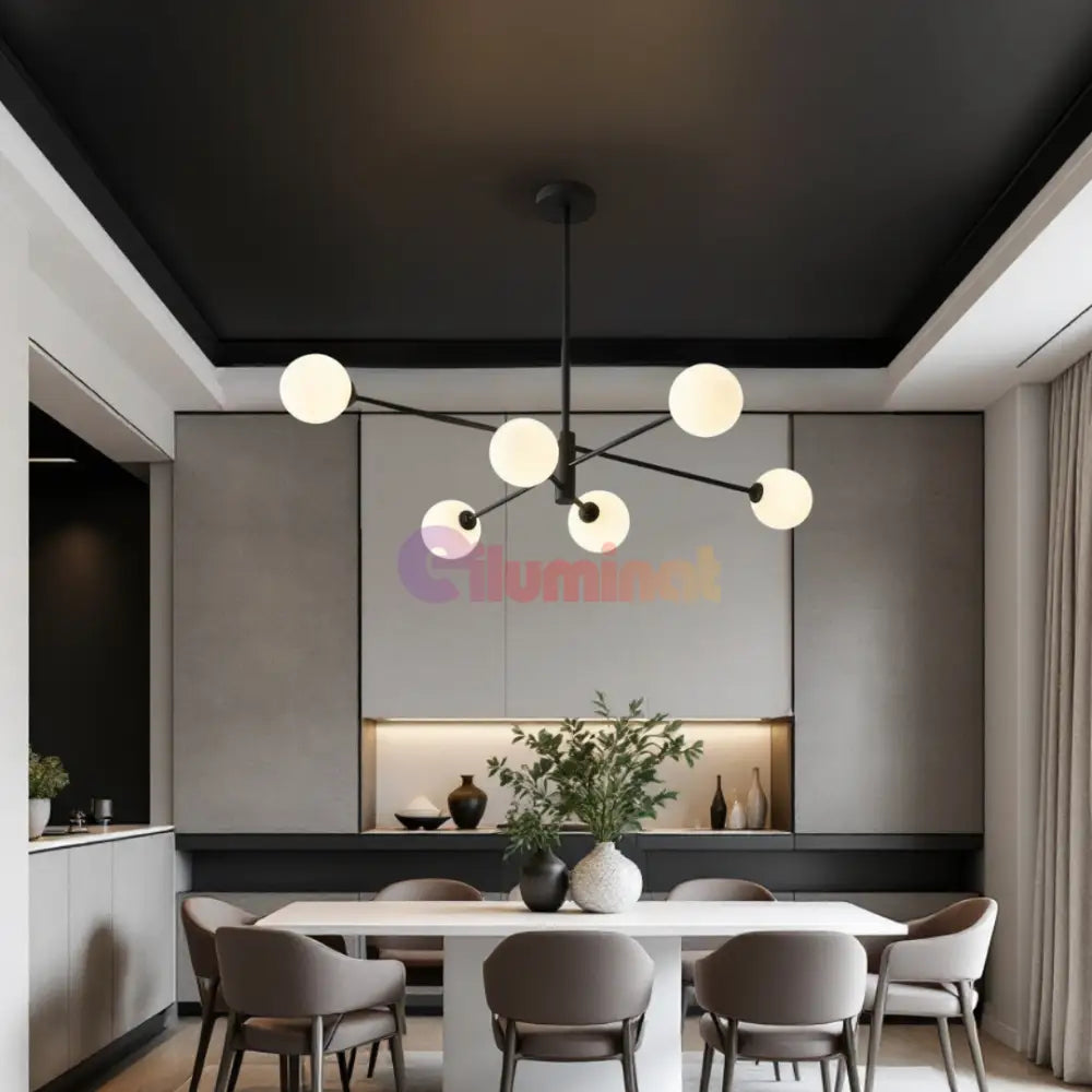 Lustra Abajur 6xE27 MAT BLACK - 8837-6 NEAGRA / ABAJUR Chandeliers
