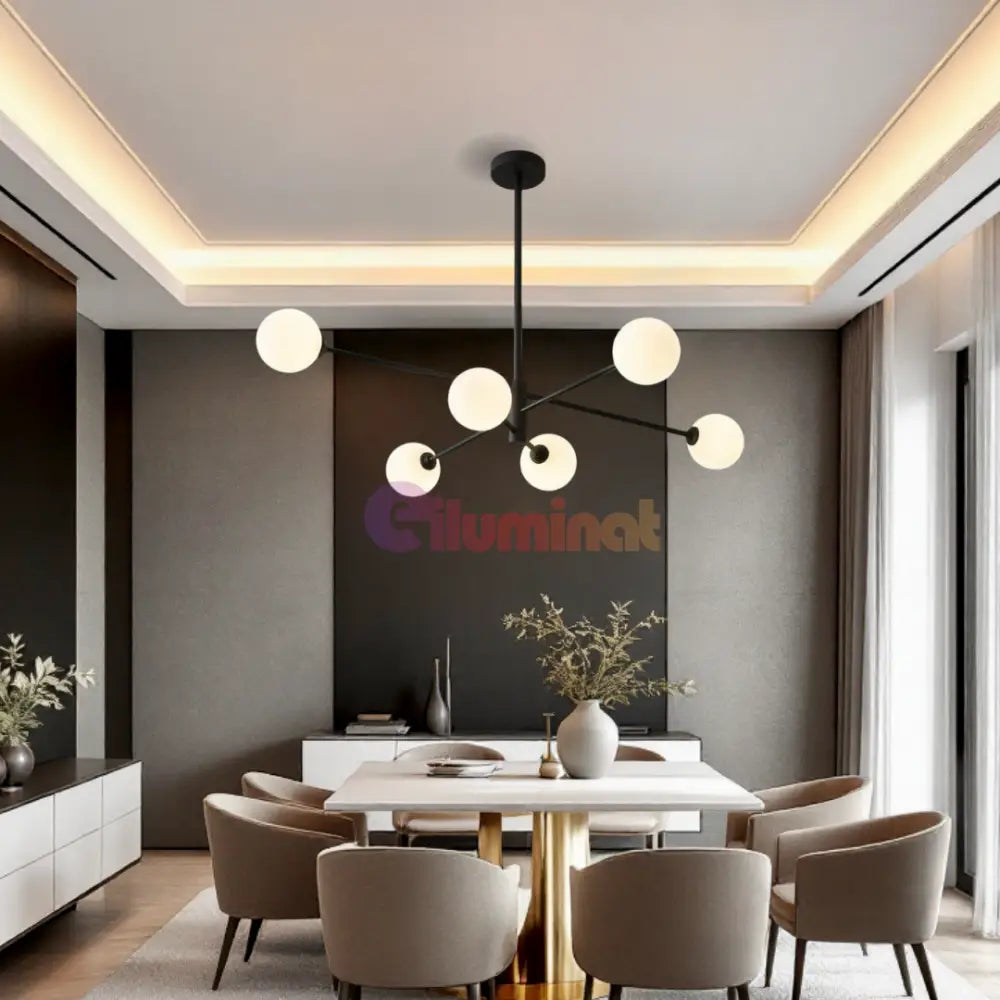 Lustra Abajur 6xE27 MAT BLACK - 8837-6 NEAGRA / ABAJUR Chandeliers