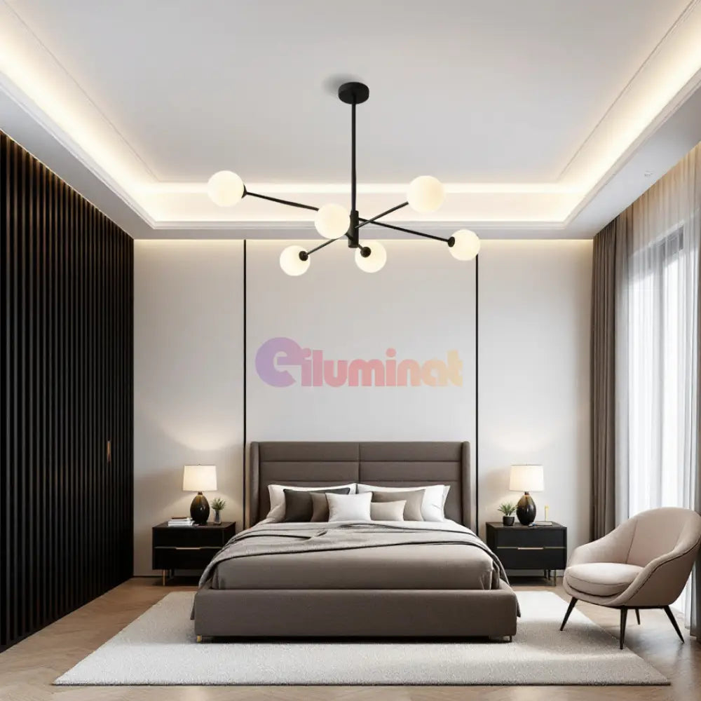 Lustra Abajur 6xE27 MAT BLACK - 8837-6 NEAGRA / ABAJUR Chandeliers