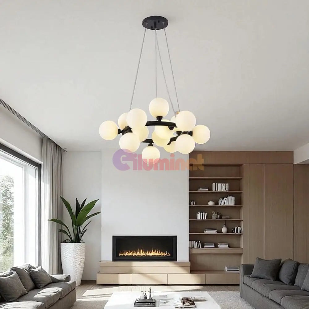 Lustra Abajur MAT Black Rotunda 15xG9 50CM NEAGRA / ABAJUR Chandeliers