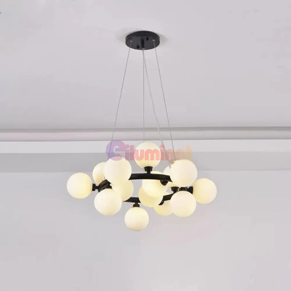 Lustra Abajur MAT Black Rotunda 15xG9 50CM NEAGRA / ABAJUR Chandeliers