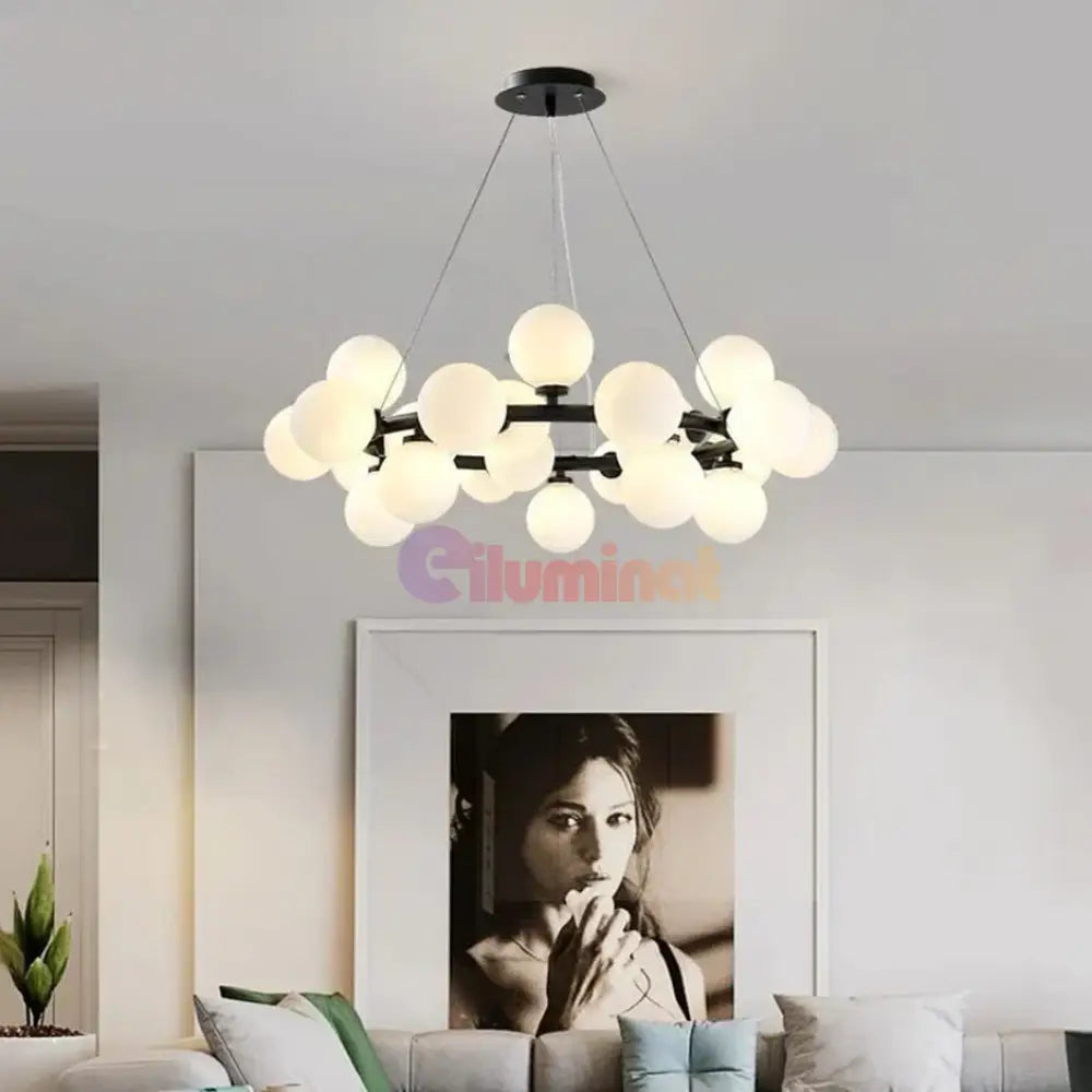 Lustra Abajur MAT Black Rotunda 25xG9 70CM NEAGRA / ABAJUR Chandeliers