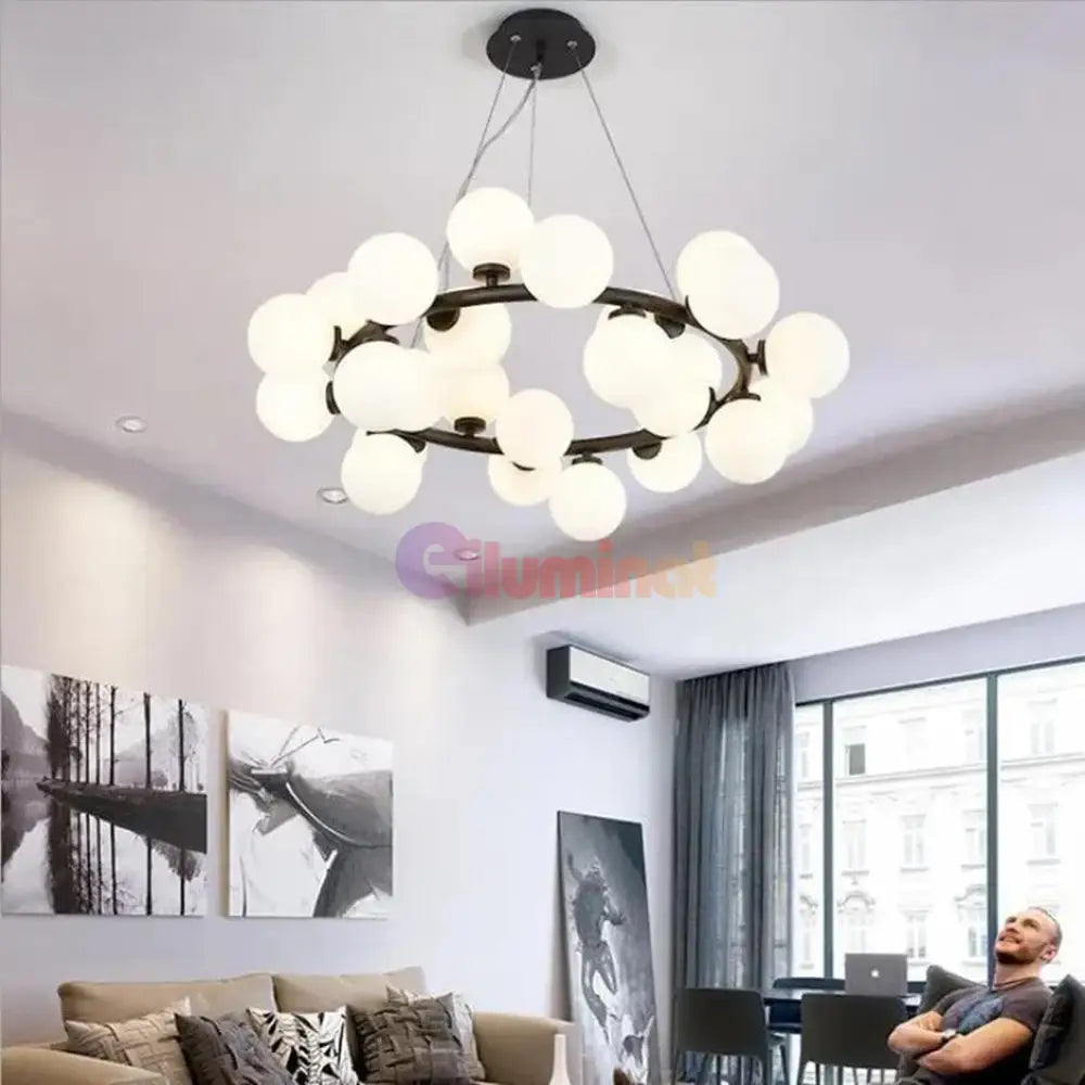 Lustra Abajur MAT Black Rotunda 25xG9 70CM NEAGRA / ABAJUR Chandeliers