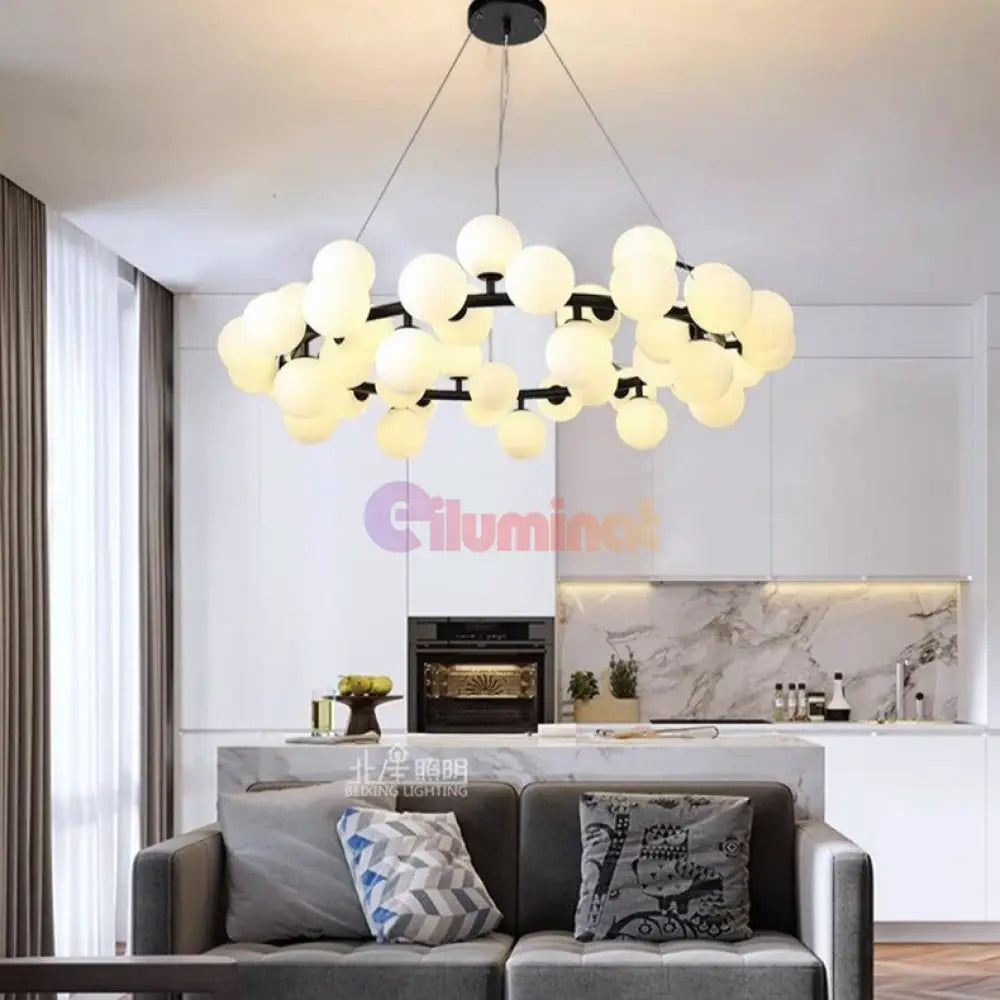 Lustra Abajur MAT Black Rotunda 45xG9 103CM NEAGRA / ABAJUR Chandeliers