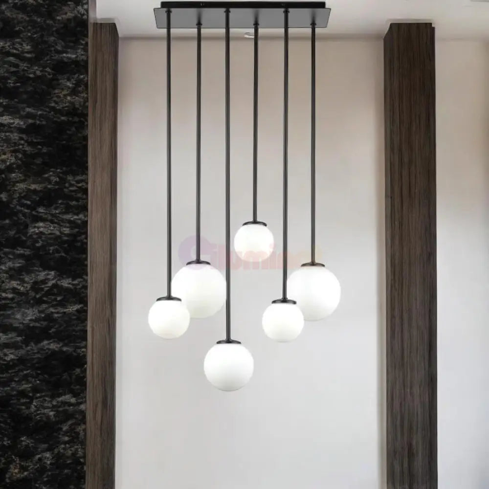 Lustra Abajur MAT Black SIGMA 6xE27 NEAGRA / ABAJUR Chandeliers