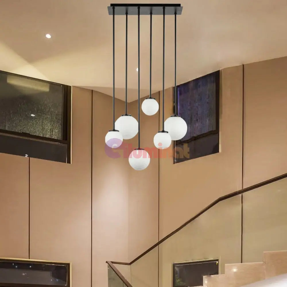 Lustra Abajur MAT Black SIGMA 6xE27 NEAGRA / ABAJUR Chandeliers
