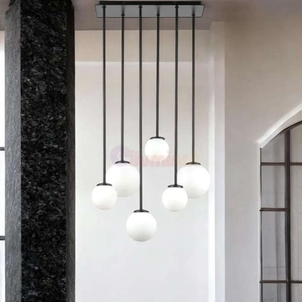 Lustra Abajur MAT Black SIGMA 6xE27 NEAGRA / ABAJUR Chandeliers
