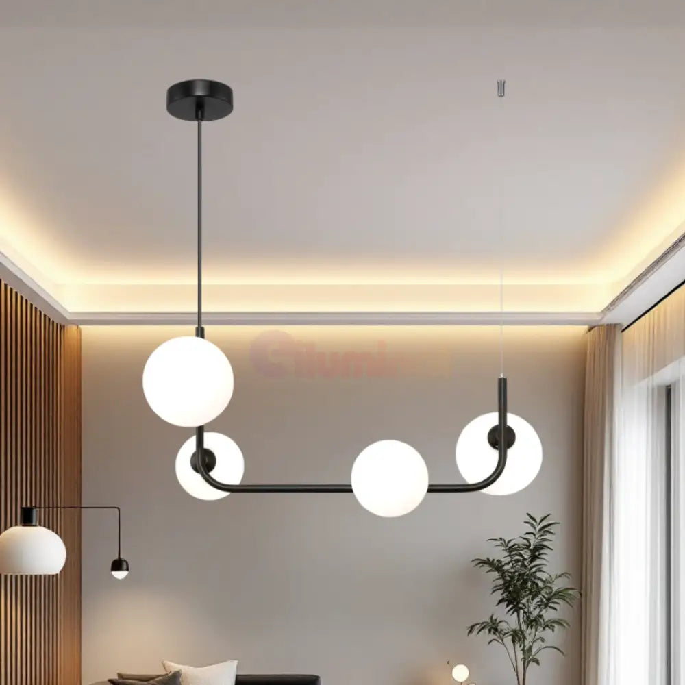 Lustra Abajur MAT BLACK Urban Orbit 4xE27 - 3001-4 NEAGRA / ABAJUR Chandeliers