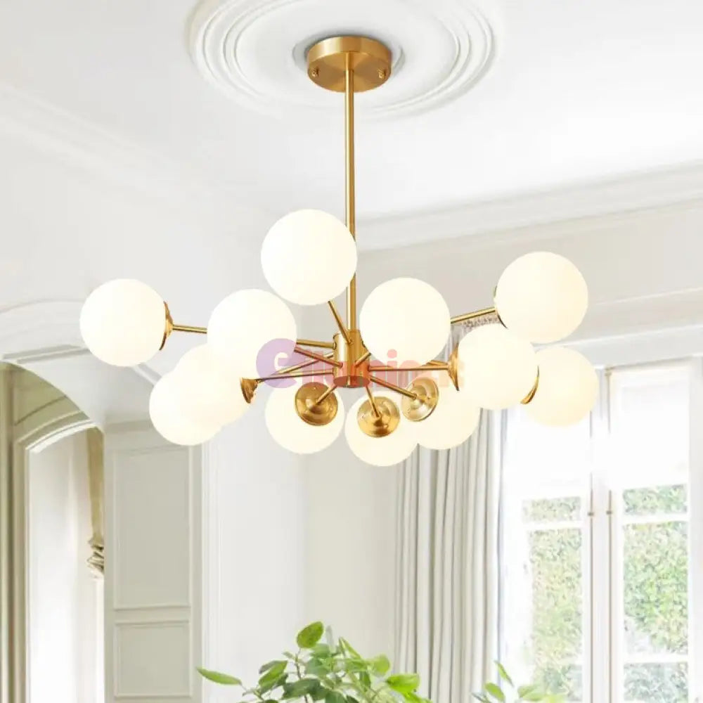 Lustra Abajur Mat Gold 12Xe27 Dx103/6 + 6 Chandeliers