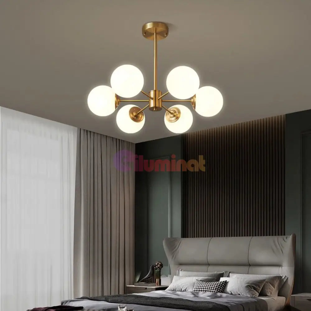 Lustra Abajur Mat Gold 6Xe27 Dx103/6 Chandeliers