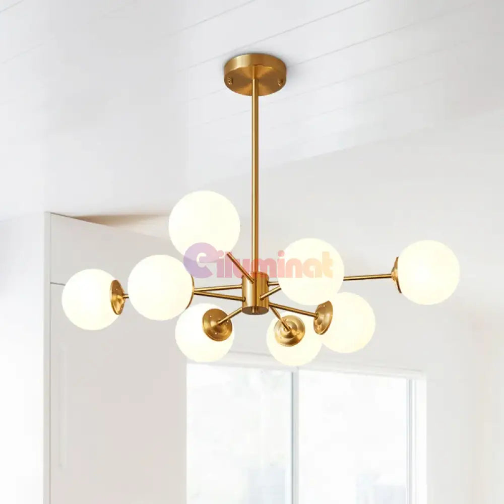Lustra Abajur Mat Gold 8Xe27 Dx103-4 + 4 Gd Chandeliers