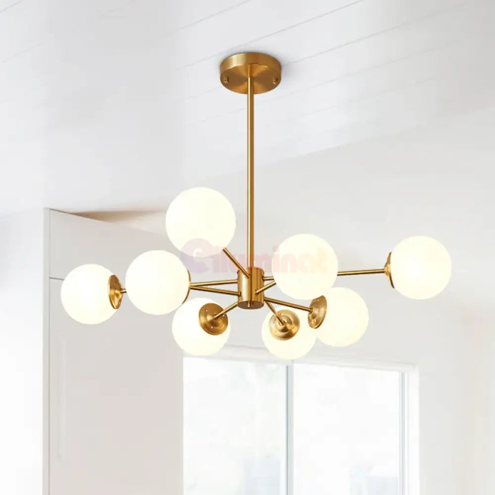 Lustra Abajur Mat Gold 8Xe27 Dx103-4 + 4 Gd Chandeliers